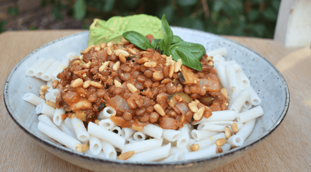 Lentil and Mushroom Penne Pasta